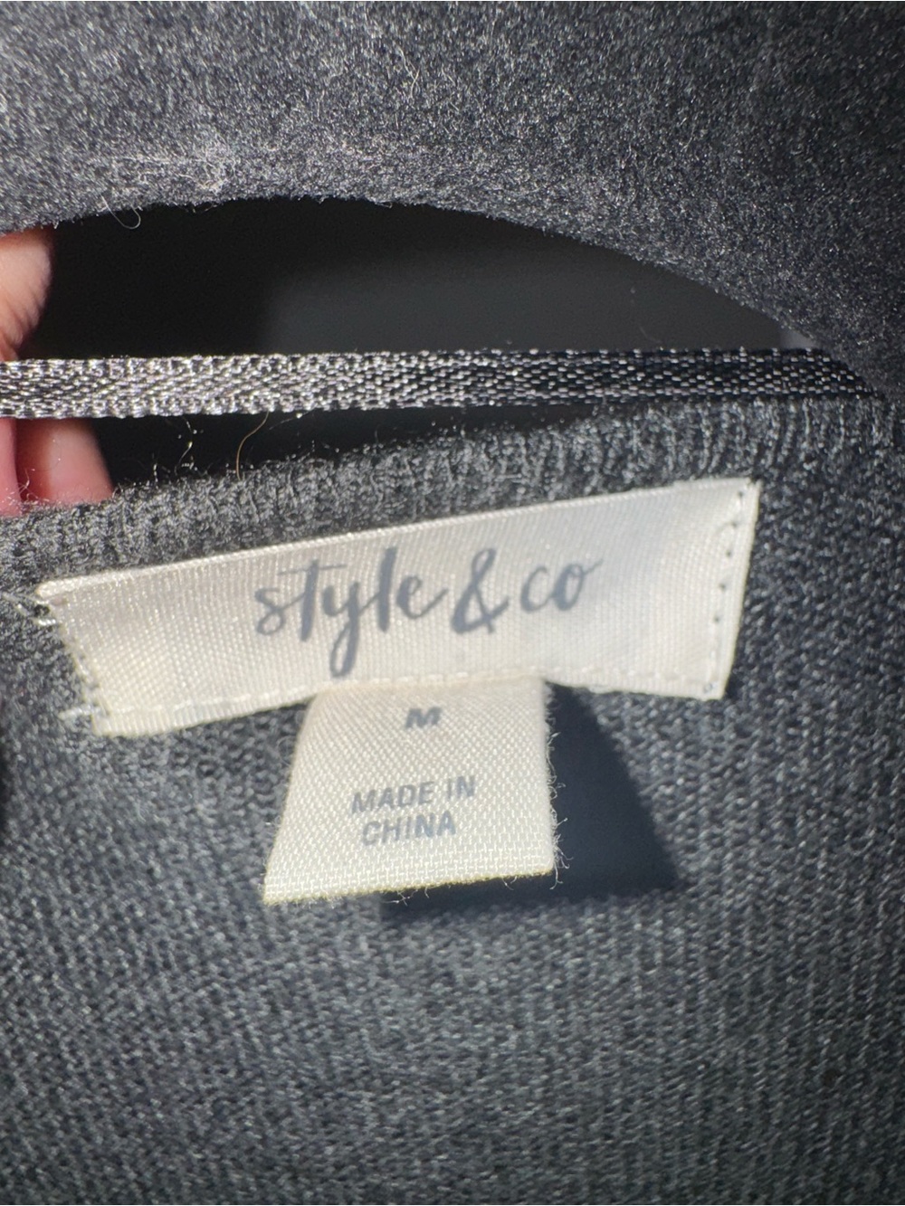Style & Co. Women's Charcoal Gray/Black Open-Front Cardigan - Picture 3 of 5